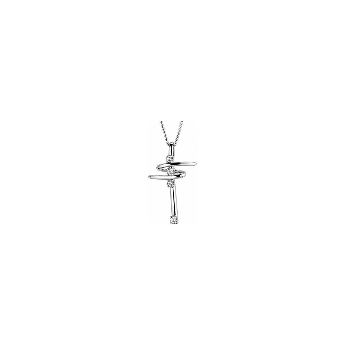 Cruz Mujer Estilizada con Diamantes Naturales Oro Blanco 18kt AuriA