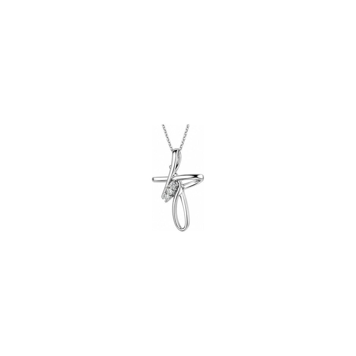 Stylized Women's Cross with Natural Diamonds in 18kt White Gold by AuriA