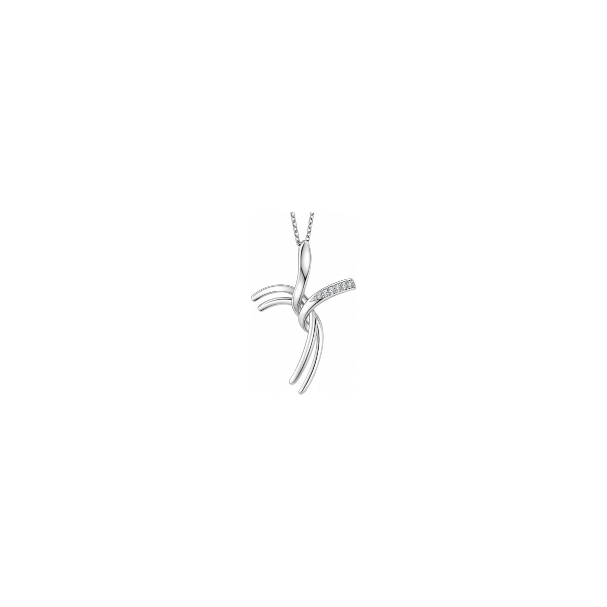 Cruz para mujer estilizada con diamantes naturales en oro blanco de 18kt AuriA