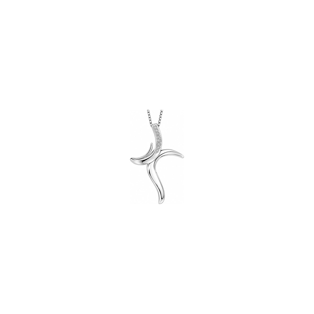 Cruz Mujer Estilizada con Diamantes Naturales Oro Blanco 18kt AuriA