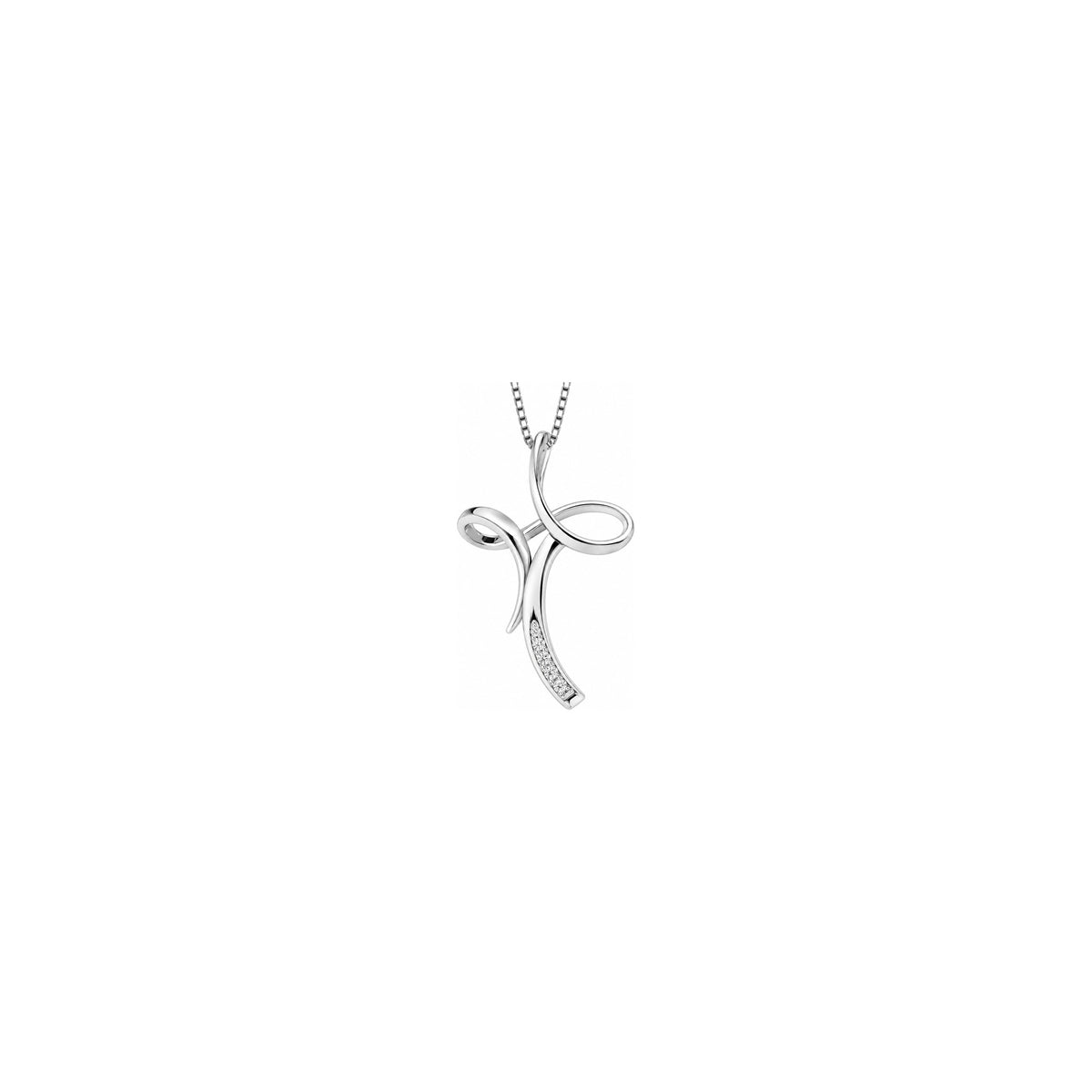 Cruz de mujer estilizada con diamantes naturales en oro blanco de 18kt AuriA