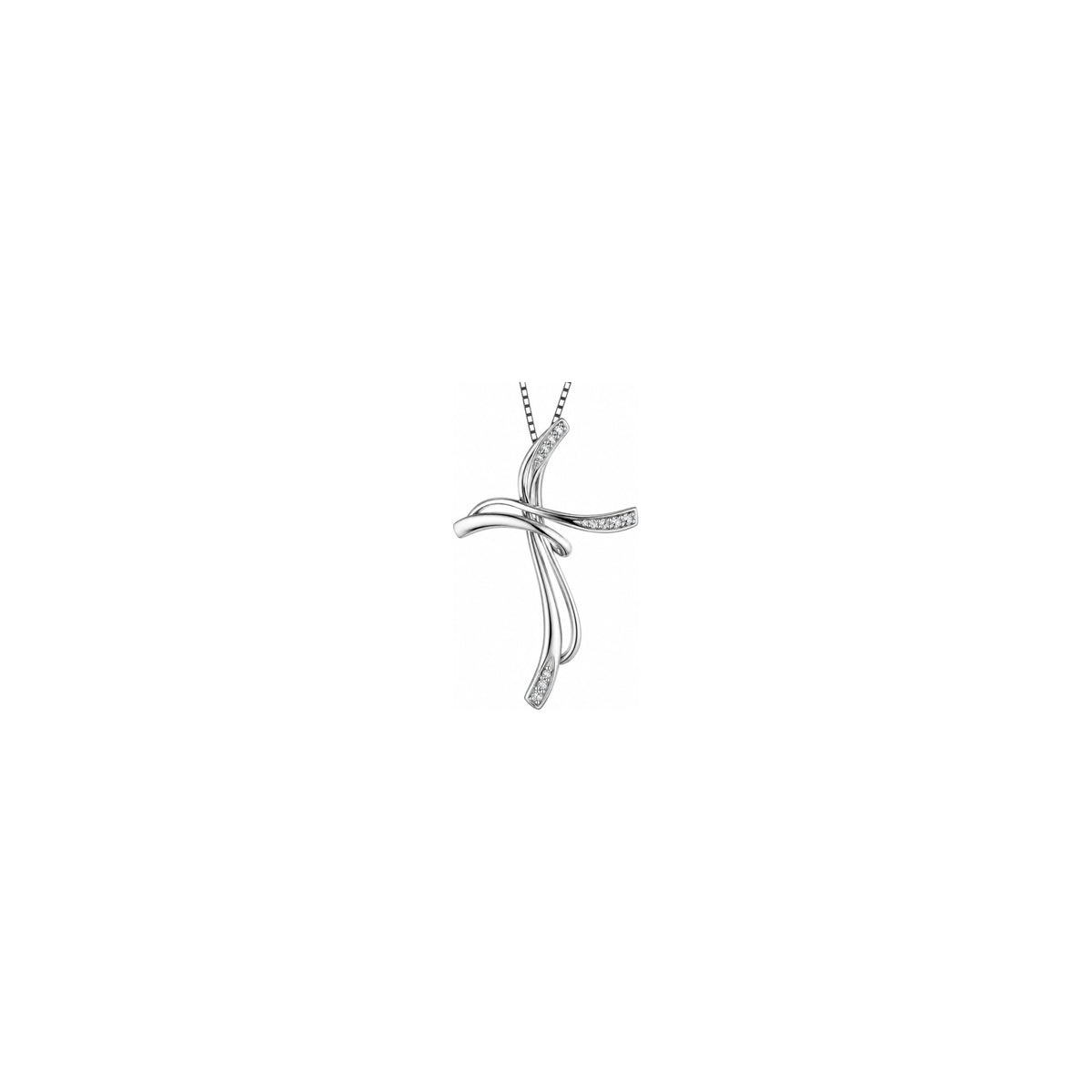 Stylized Women's Cross with Natural Diamonds, 18kt White Gold AuriA