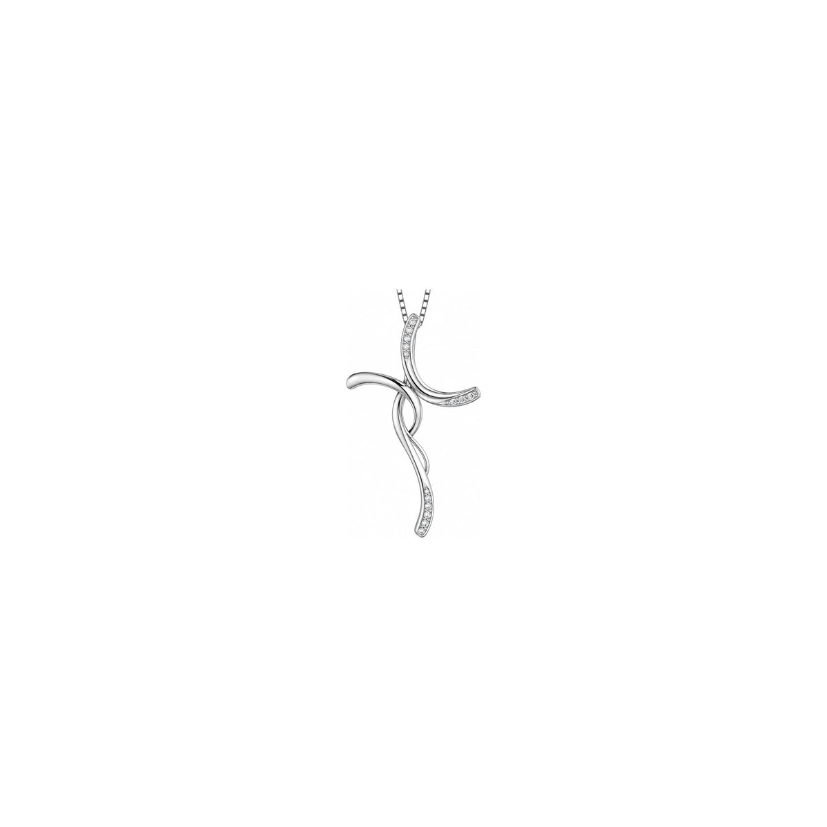 Stylized Women's Cross with Natural Diamonds, 18kt White Gold AuriA