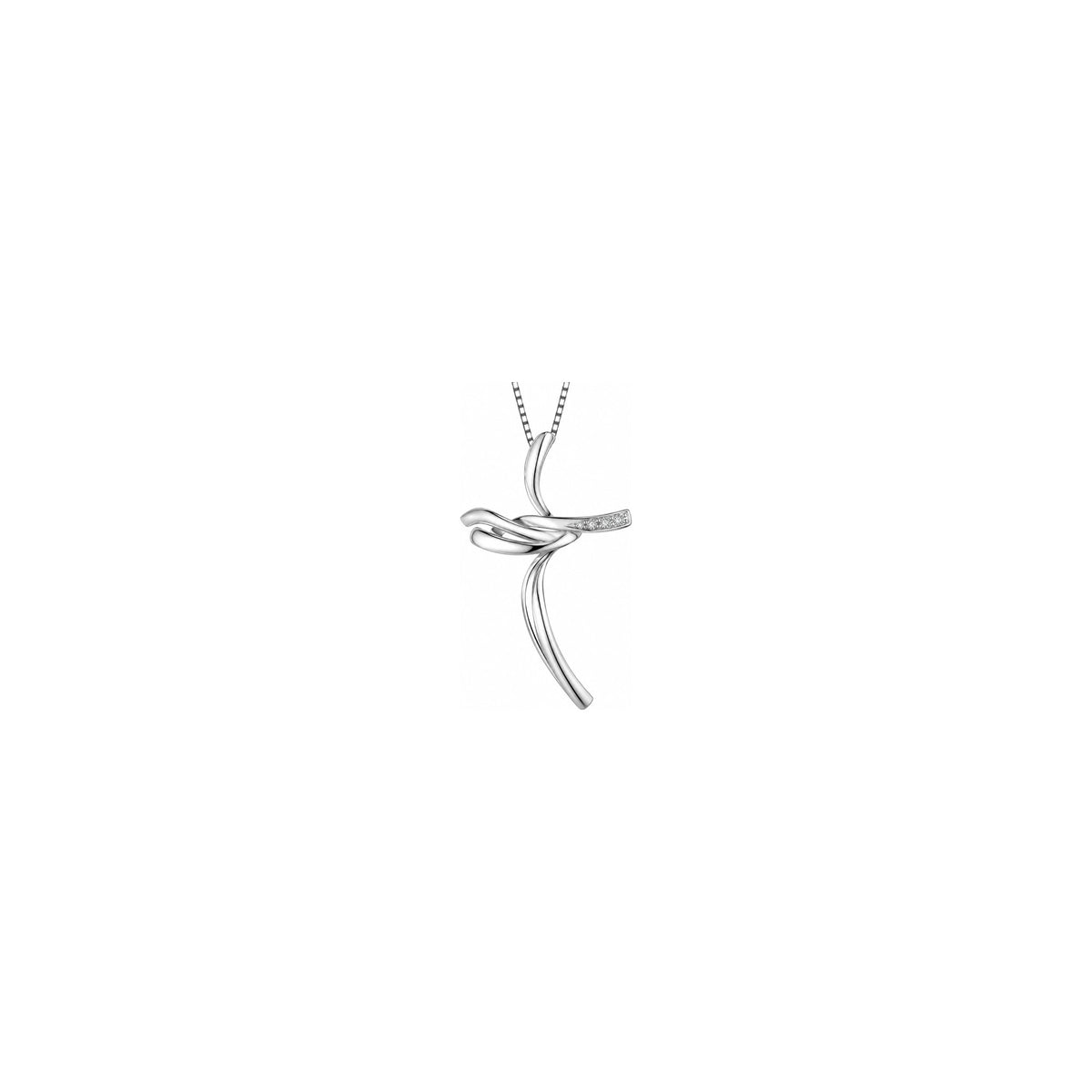 Croce Nastro Ondeggiante con Diamanti Naturali in Oro 18kt