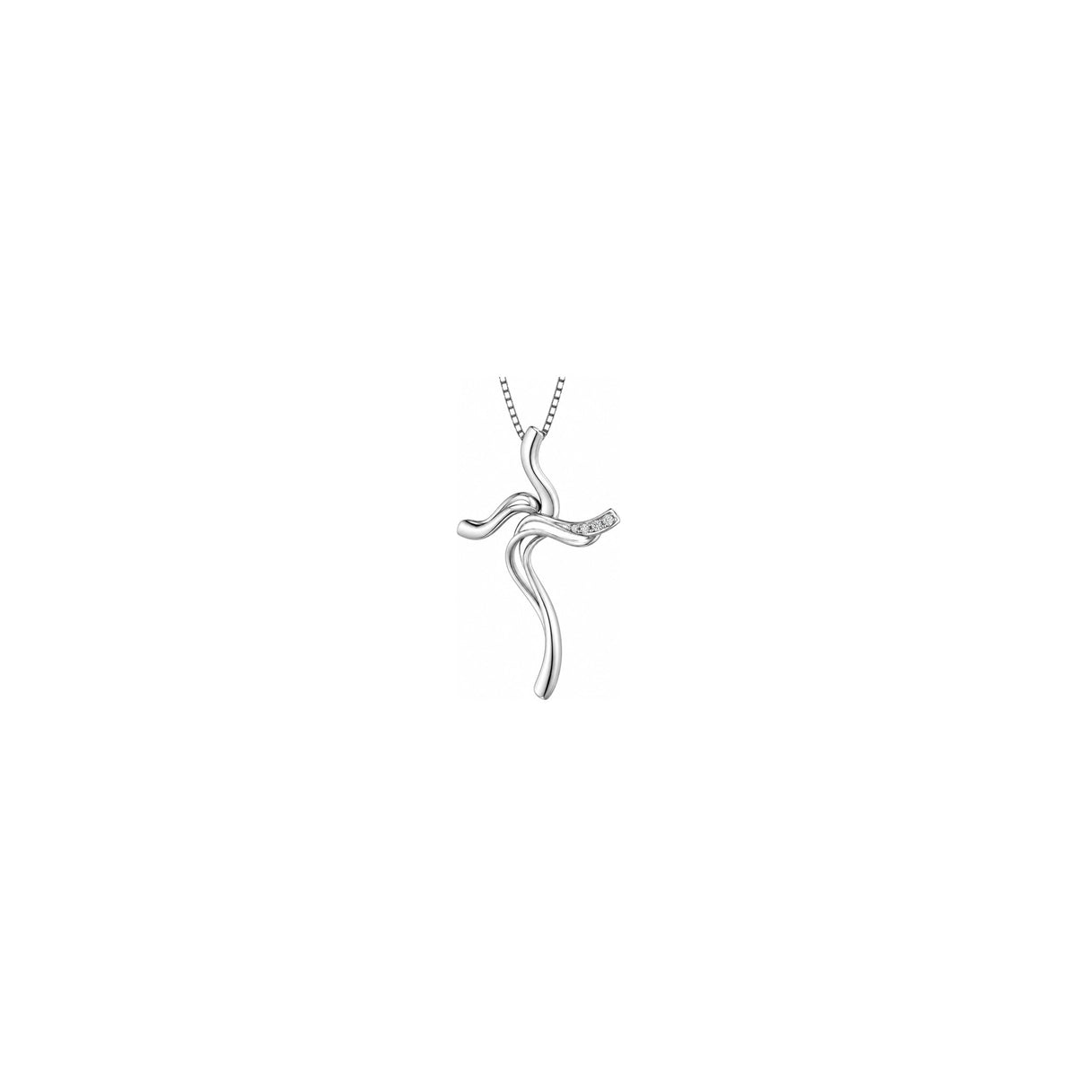 Cruz de mujer estilizada con diamantes naturales en oro blanco de 18kt AuriA