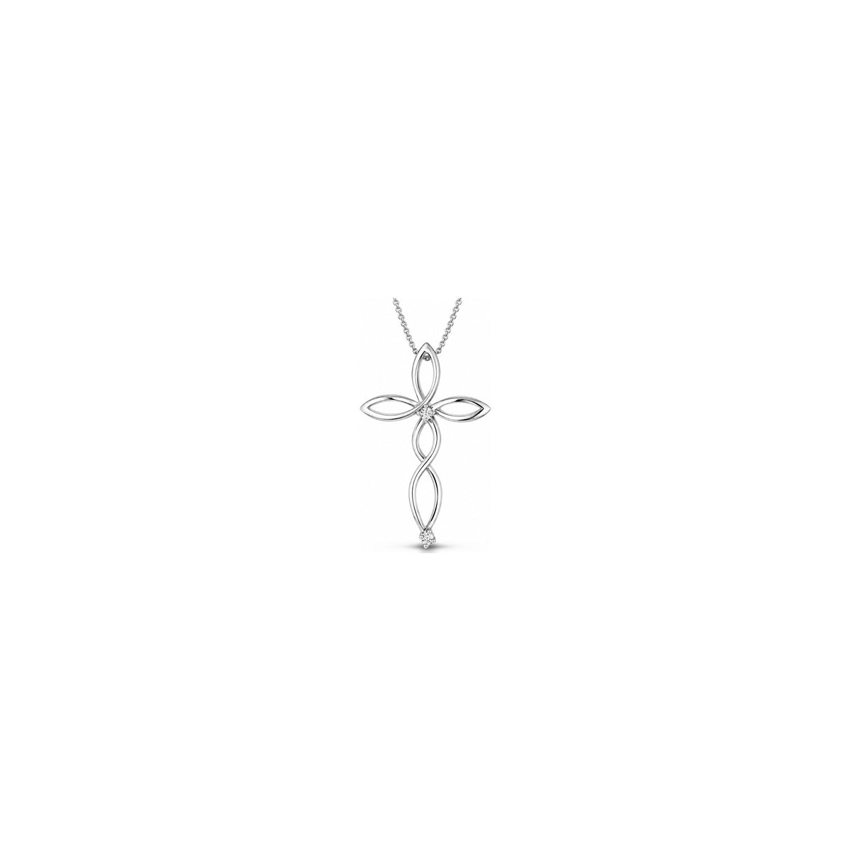 Stylized Women's Cross with Natural Diamonds, 18kt White Gold AuriA