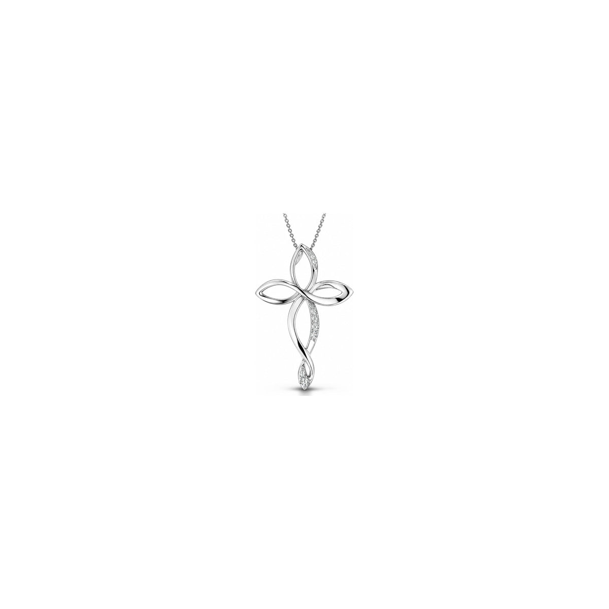 Stylized Women's Cross with Natural Diamonds, 18kt White Gold AuriA