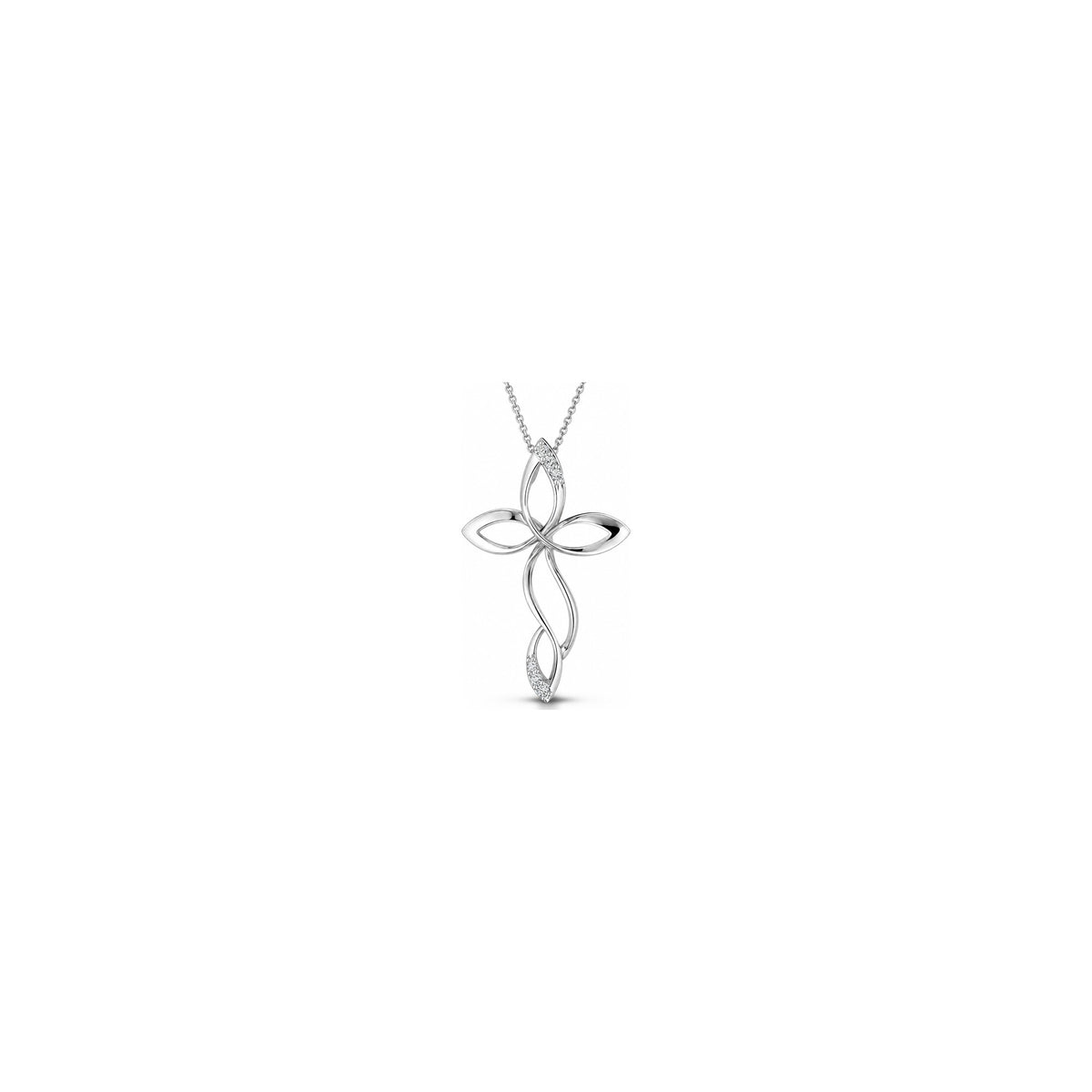 Stylized Women's Cross with Natural Diamonds, 18kt White Gold AuriA