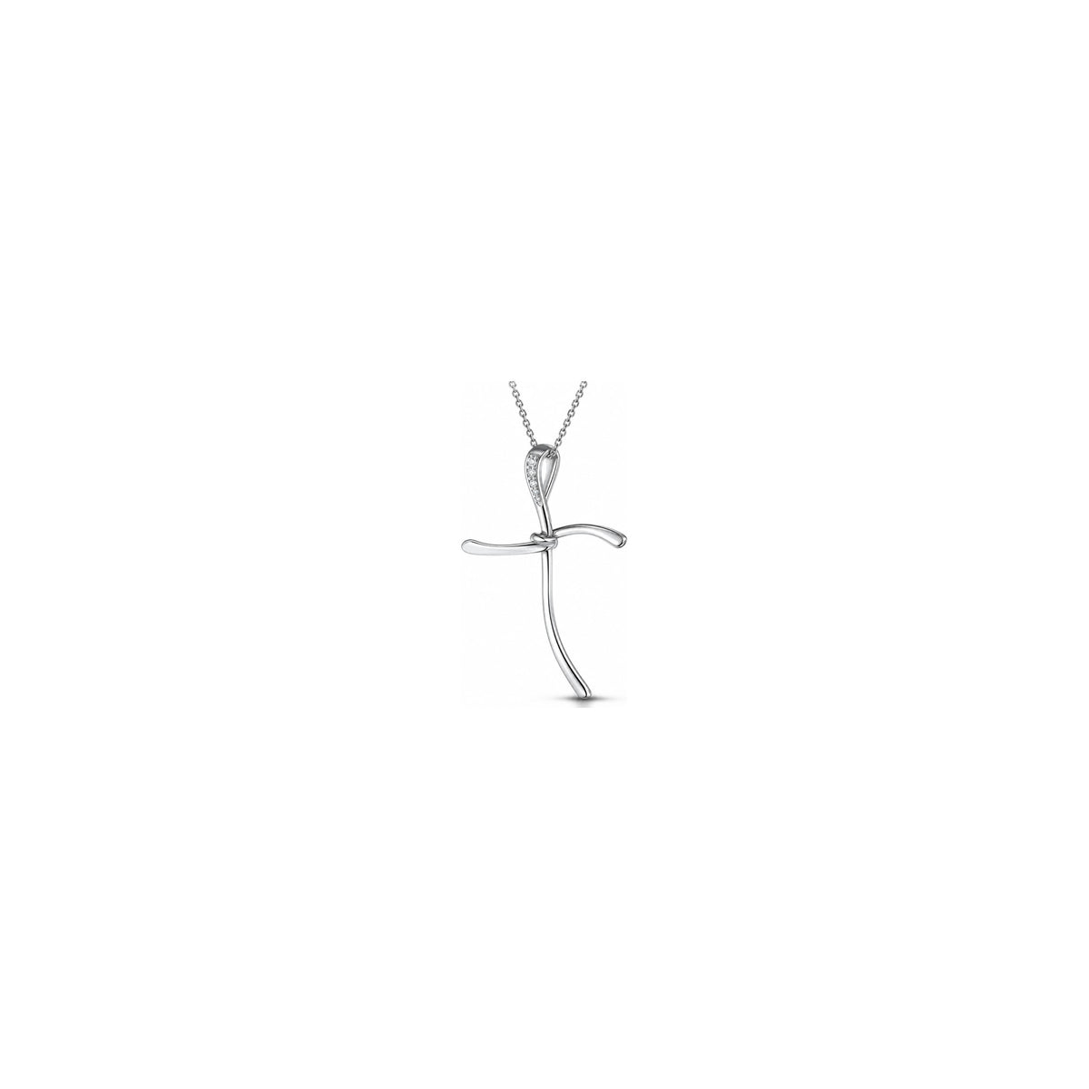 Stylized Women's Cross with Natural Diamonds, 18kt White Gold AuriA