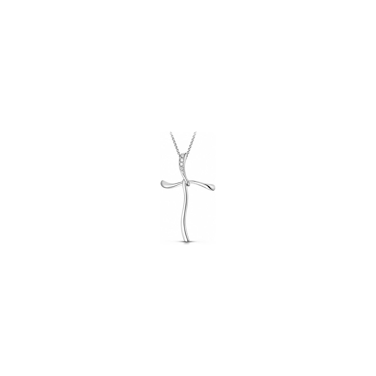 Stylized Women's Cross with Natural Diamonds, 18kt White Gold AuriA