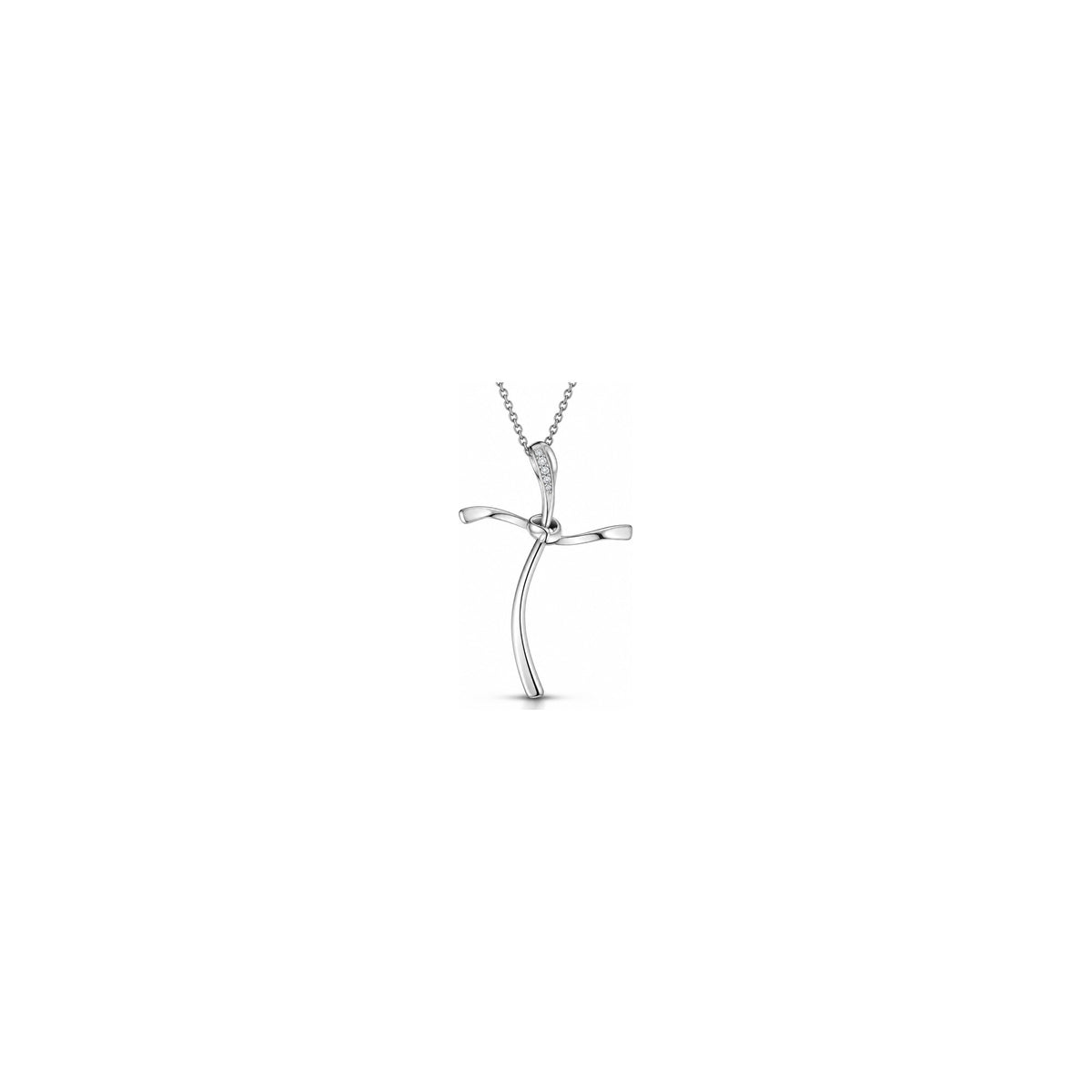 Stylized Women's Cross with Natural Diamonds, 18kt White Gold AuriA