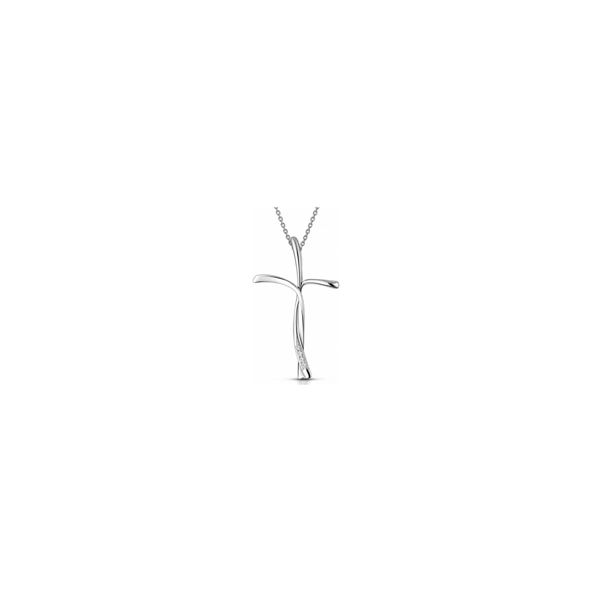 Stylized Women's Cross with Natural Diamonds, 18kt White Gold AuriA