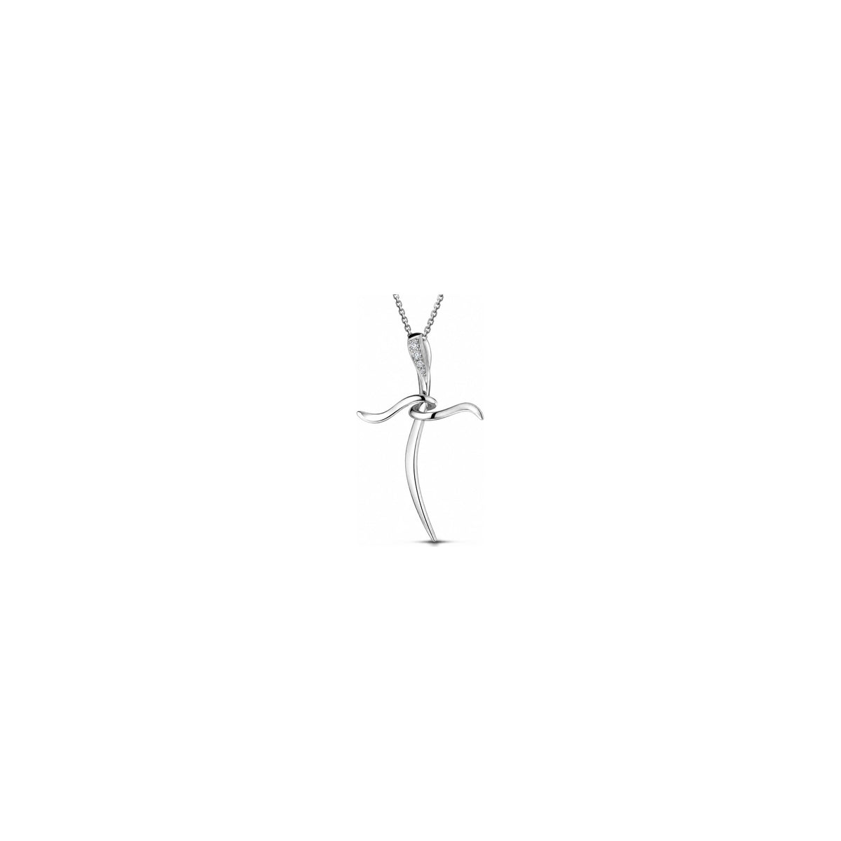 Stylized Women's Cross with Natural Diamonds, 18kt White Gold AuriA