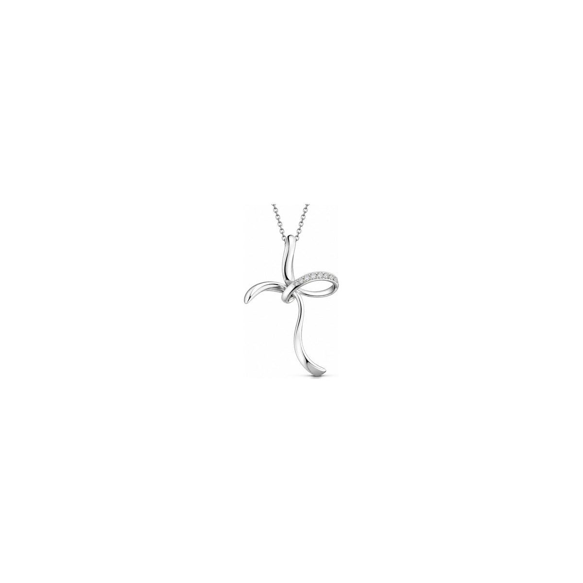 Cruz de Mujer Estilizada con Diamantes Naturales Oro Blanco 18kt AuriA