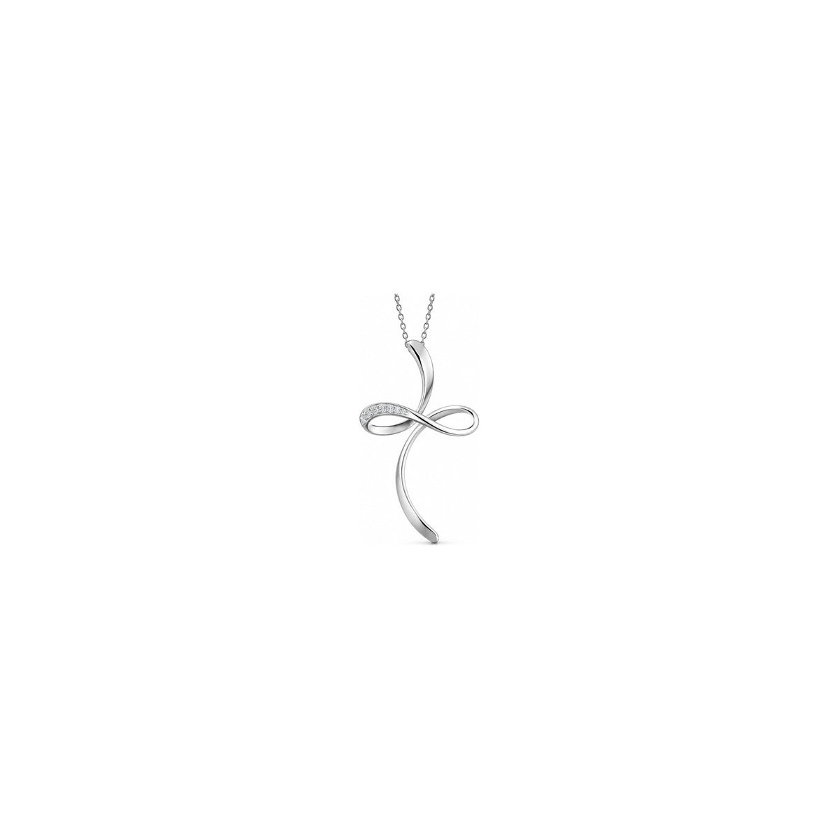Cruz Mujer Estilizada con Diamantes Naturales Oro Blanco 18kt AuriA