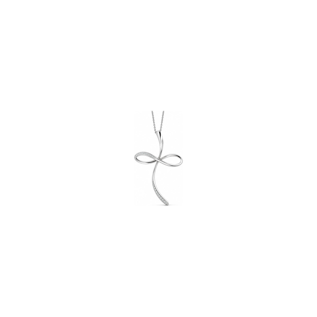 Cruz Mujer Estilizada con Diamantes Naturales Oro Blanco 18kt AuriA