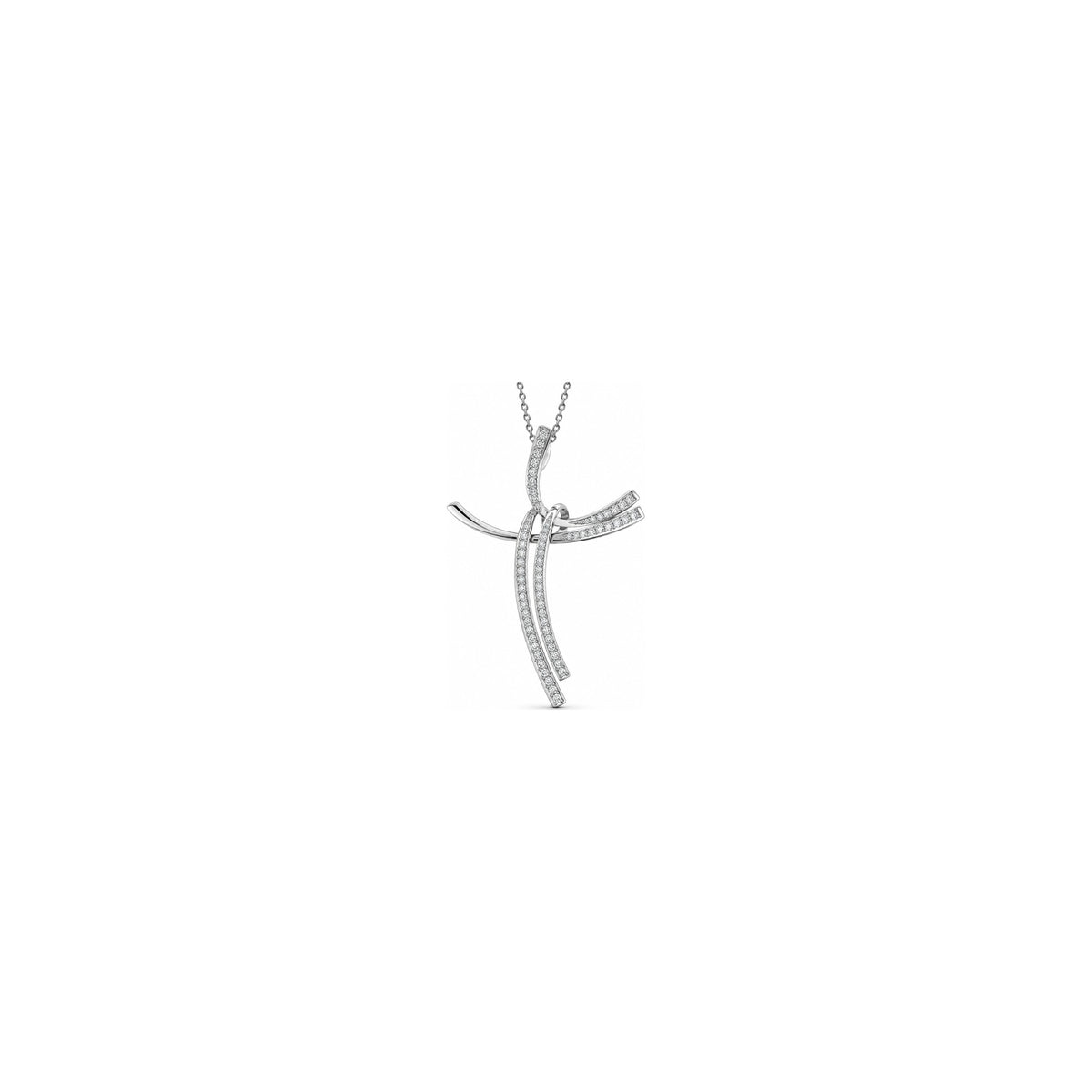Cruz de Mujer Estilizada con Diamantes Naturales Oro Blanco 18kt AuriA