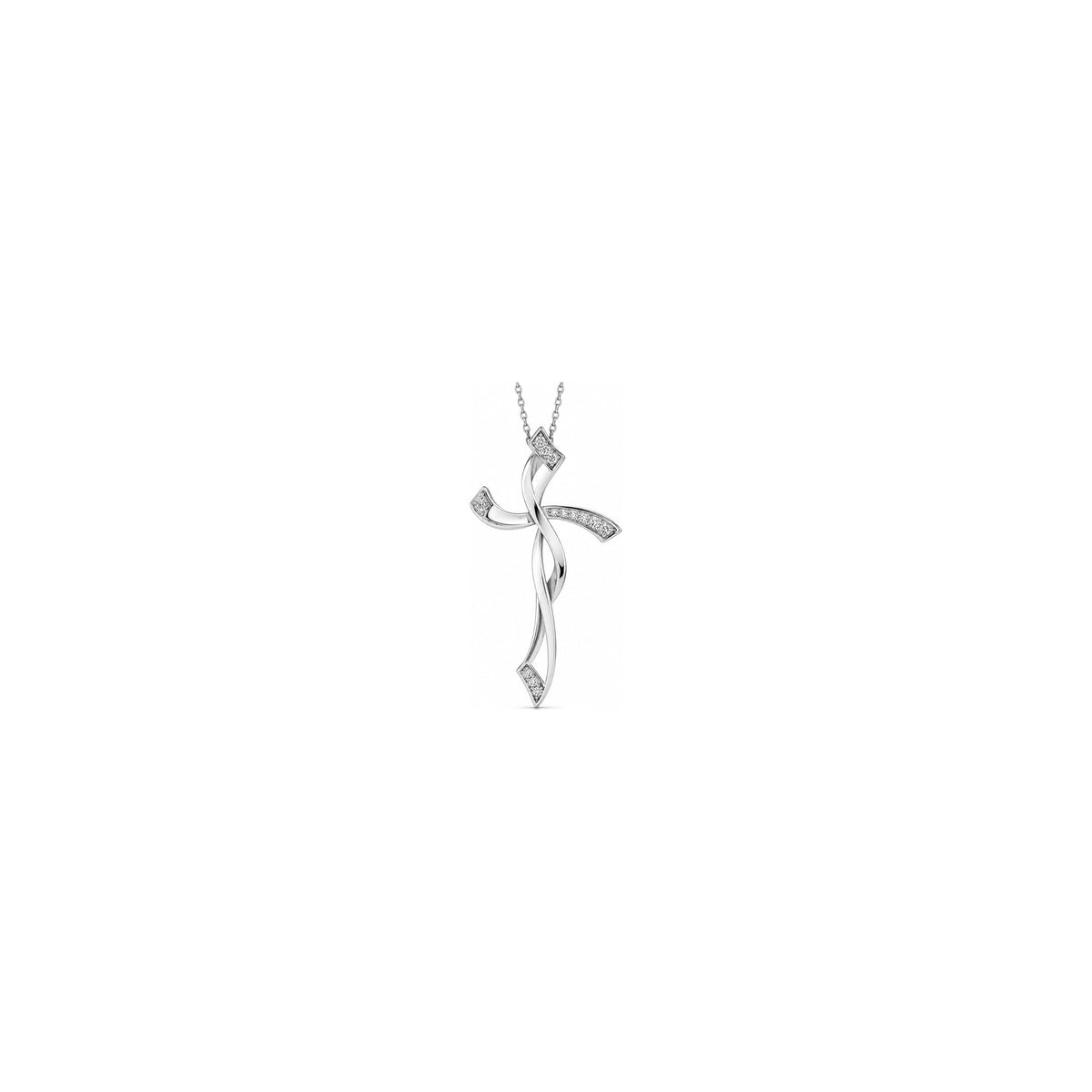 Cruz de Mujer Estilizada con Diamantes Naturales en Oro Blanco 18kt AuriA