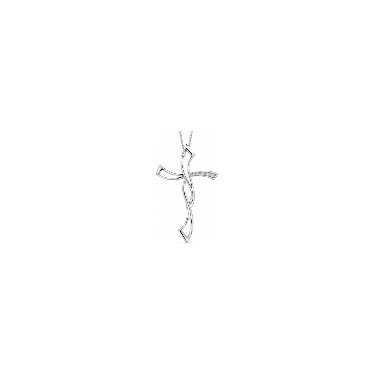 Cruz de Mujer Estilizada con Diamantes Naturales Oro Blanco 18kt AuriA
