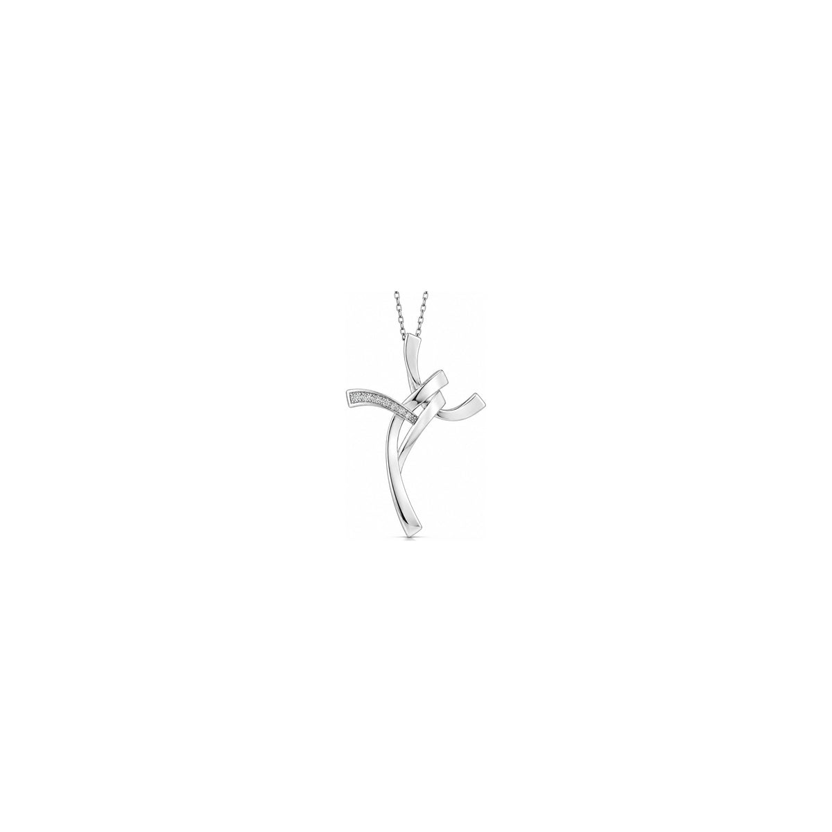 Cruz de mujer estilizada con diamantes naturales en oro blanco de 18kt AuriA