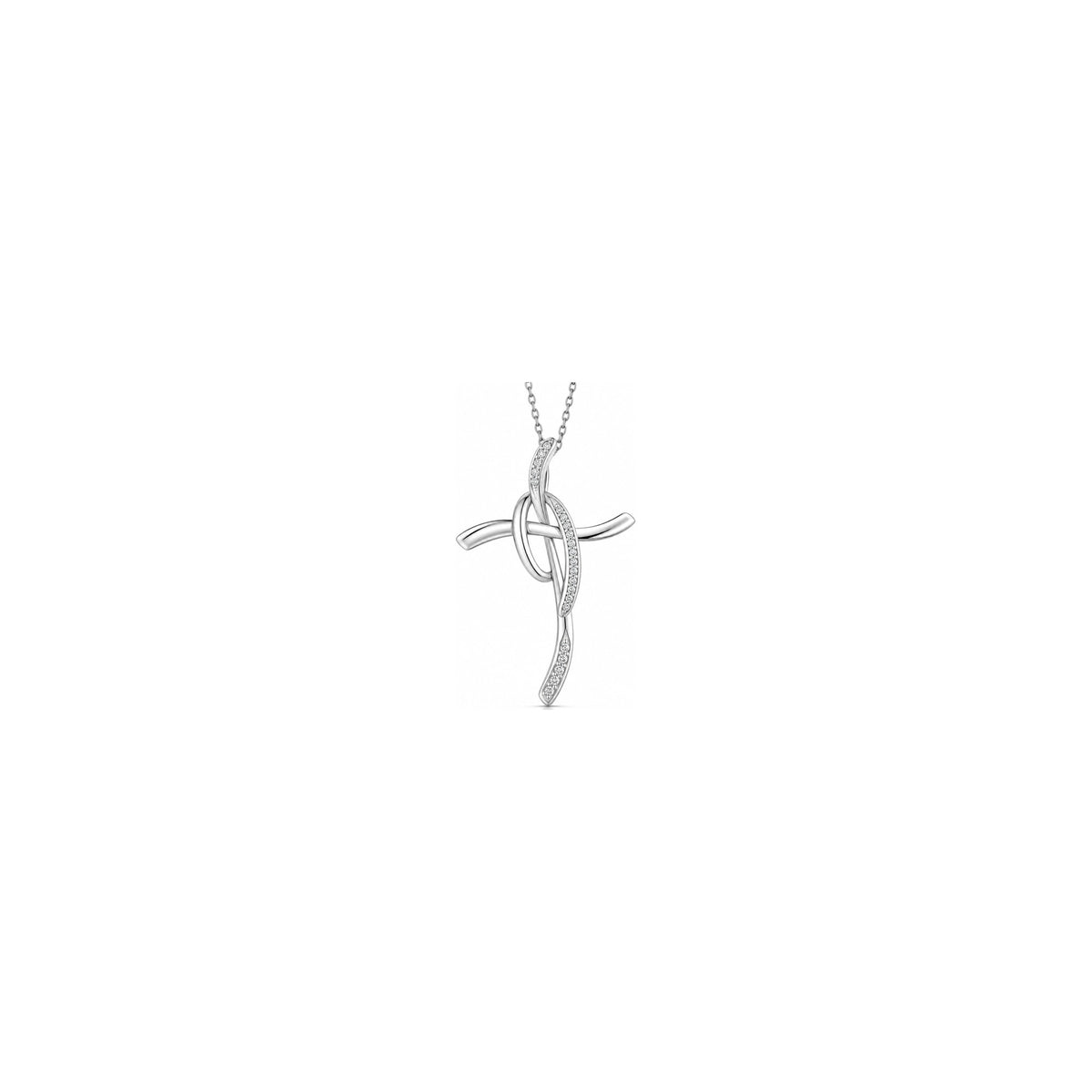 Stylized Women's Cross with Natural Diamonds, 18kt White Gold AuriA