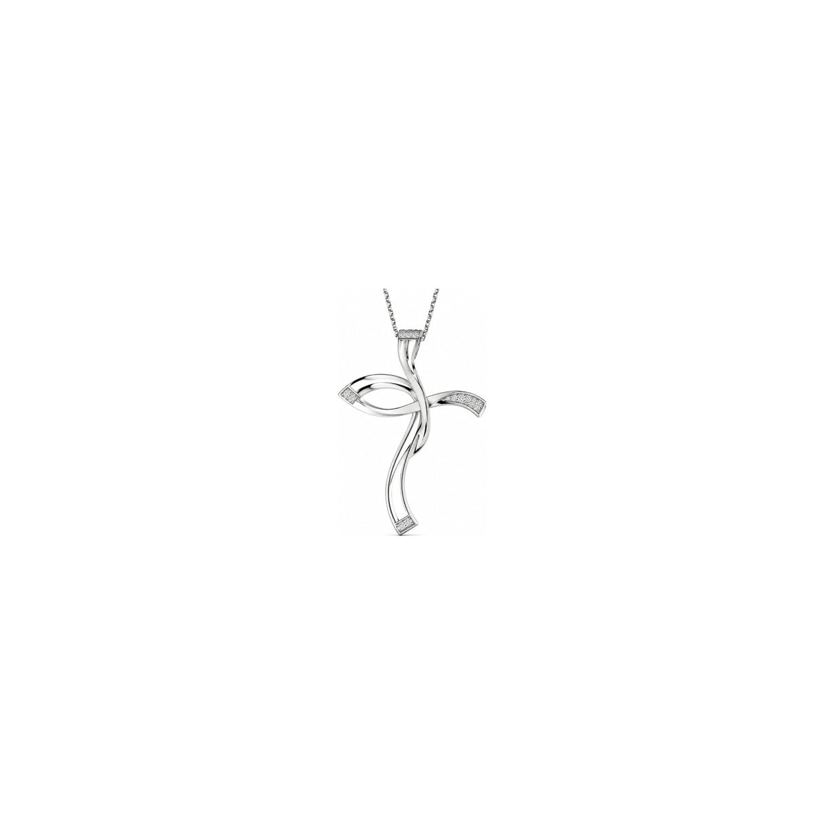 Croce Fascia Elegante con Diamanti Naturali in Oro 18kt