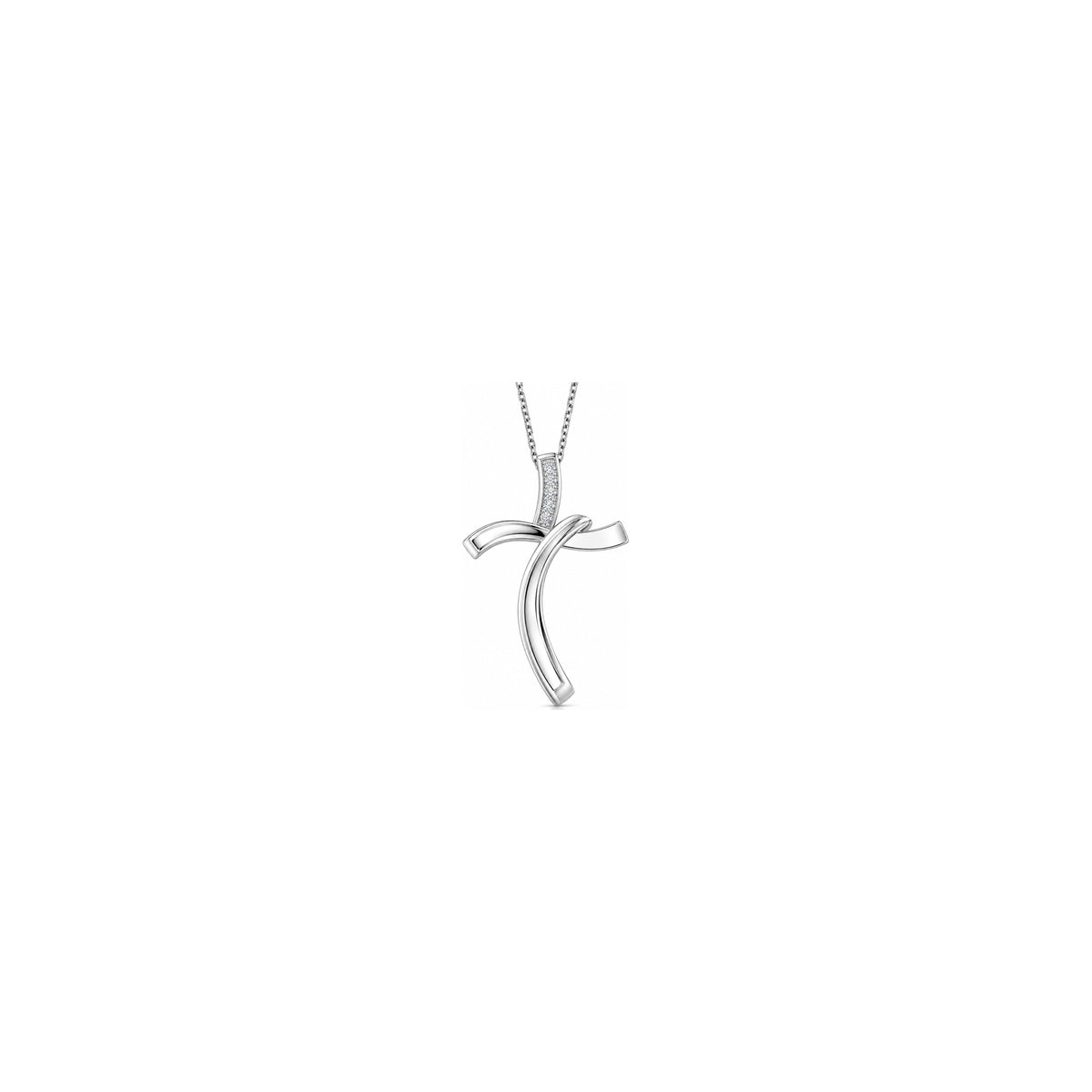 Croce Fascia Piegata con Diamanti Naturali in Oro 18kt