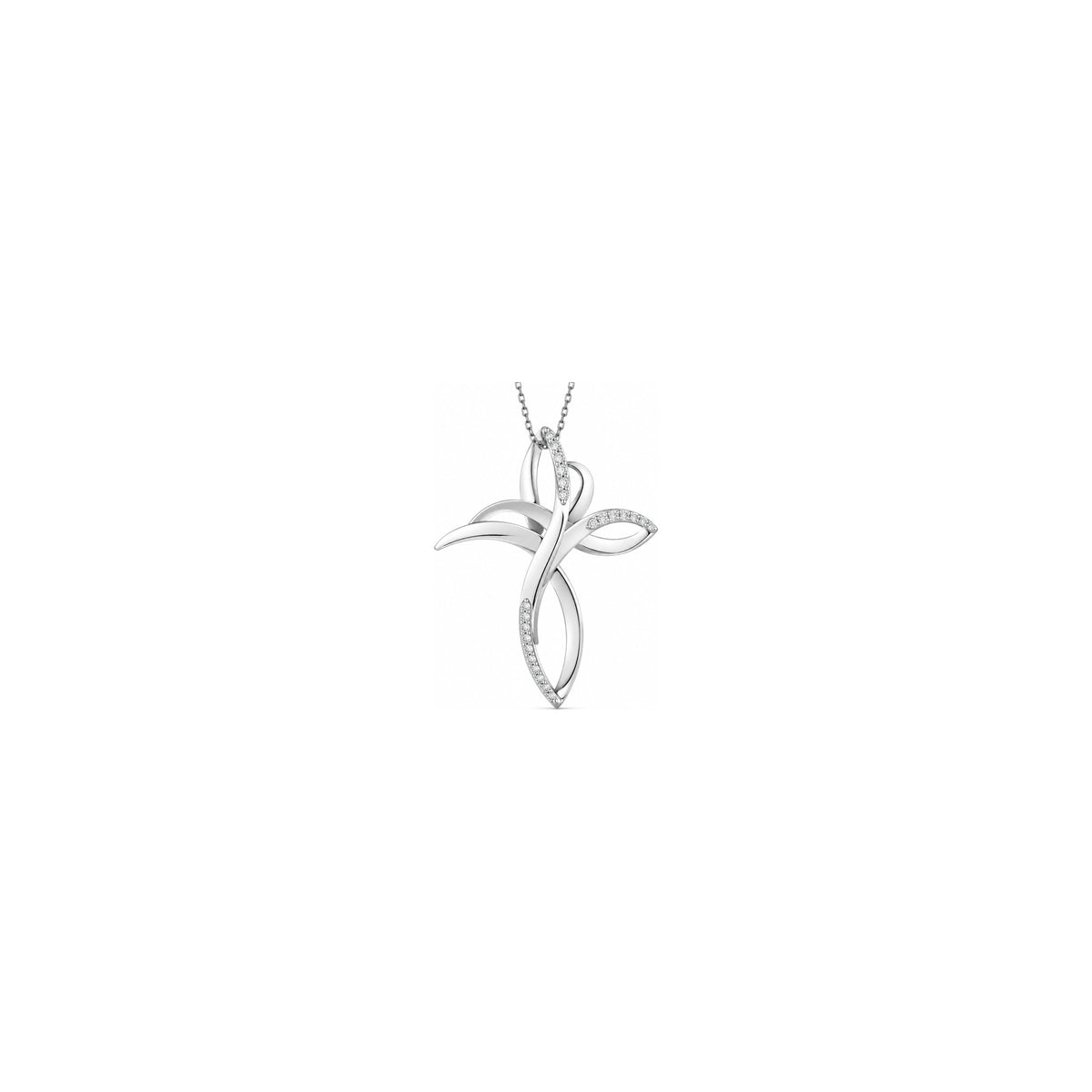 Cruz de Mujer Estilizada con Diamantes Naturales Oro Blanco 18kt AuriA