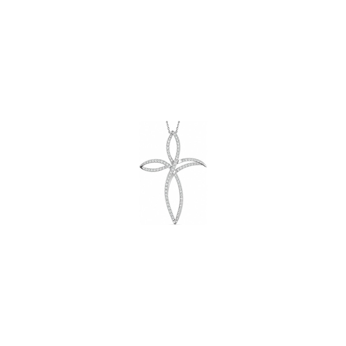 Cruz Mujer Estilizada con Diamantes Naturales Oro Blanco 18kt AuriA