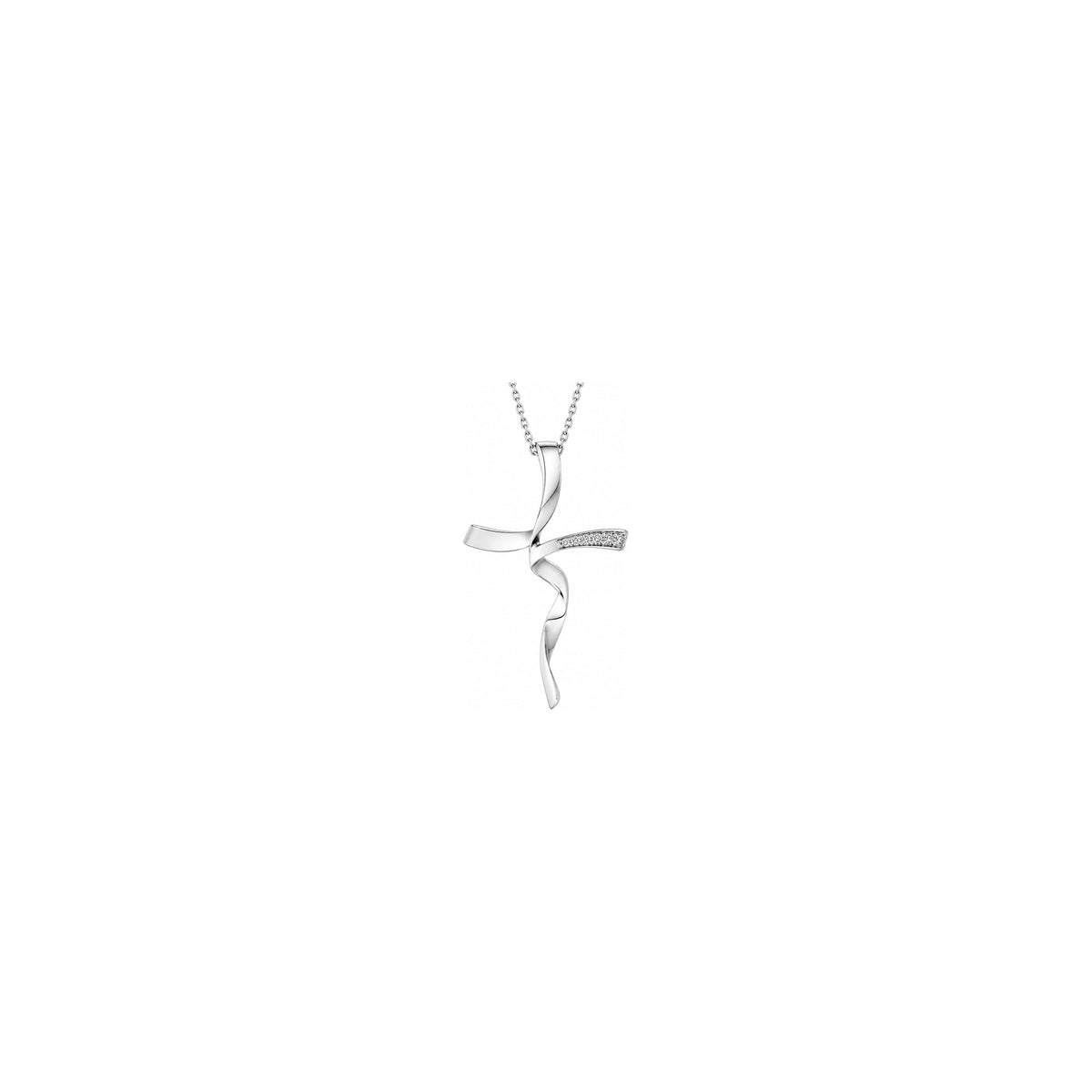 Cruz de Mujer Estilizada con Diamantes Naturales Oro Blanco 18kt AuriA