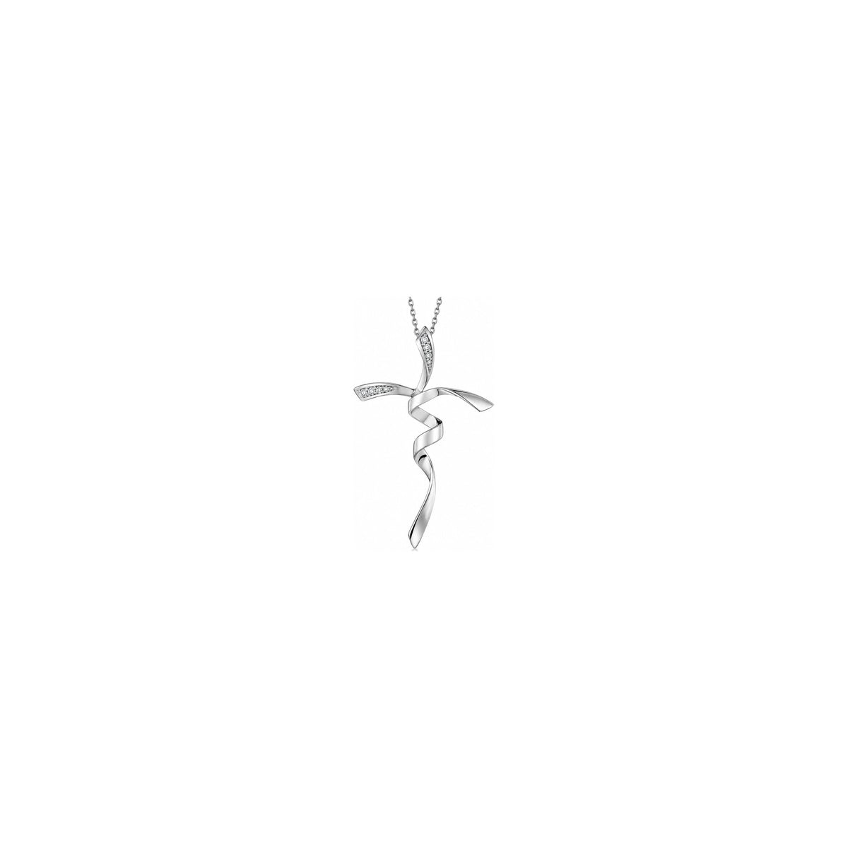 Cruz Mujer Estilizada con Diamantes Naturales Oro Blanco 18kt AuriA