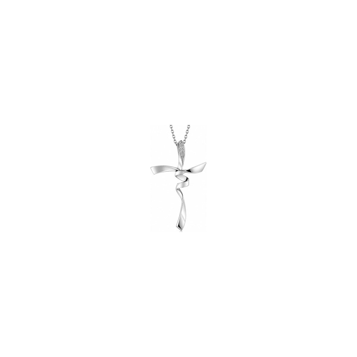 Cruz de Mujer Estilizada con Diamantes Naturales Oro Blanco 18kt AuriA