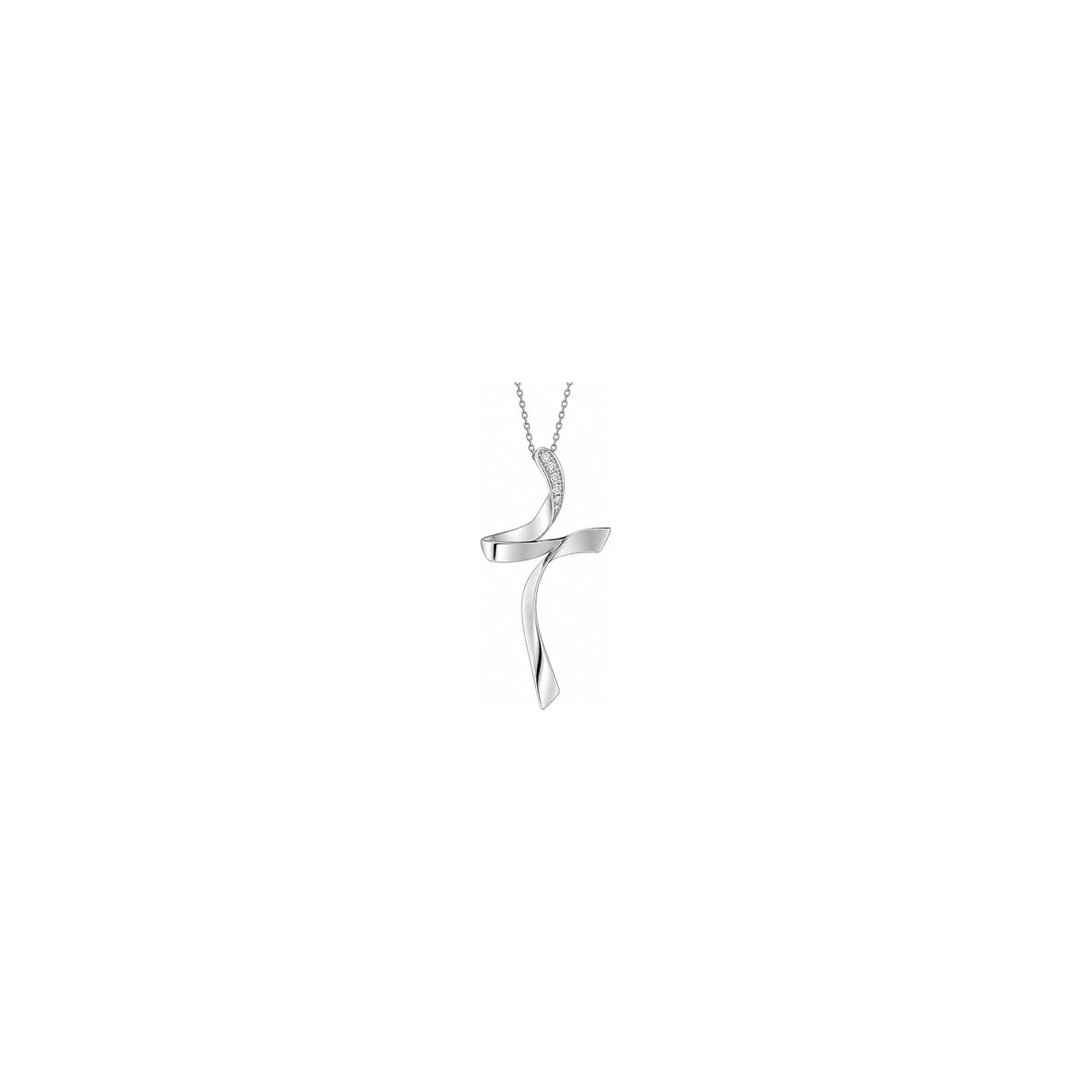 Cruz de Mujer Estilizada con Diamantes Naturales en Oro Blanco de 18kt AuriA