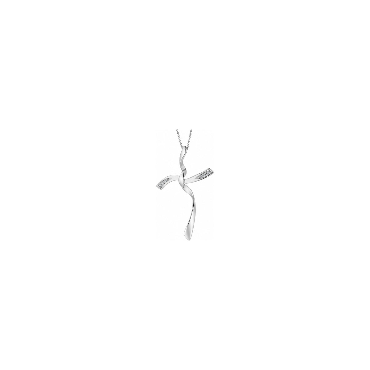 Cruz de mujer estilizada con diamantes naturales en oro blanco de 18kt AuriA