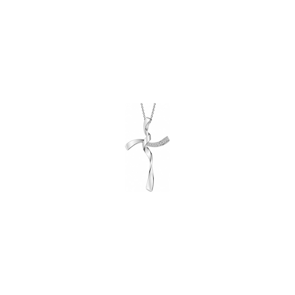 Cruz de Mujer Estilizada con Diamantes Naturales en Oro Blanco de 18kt AuriA