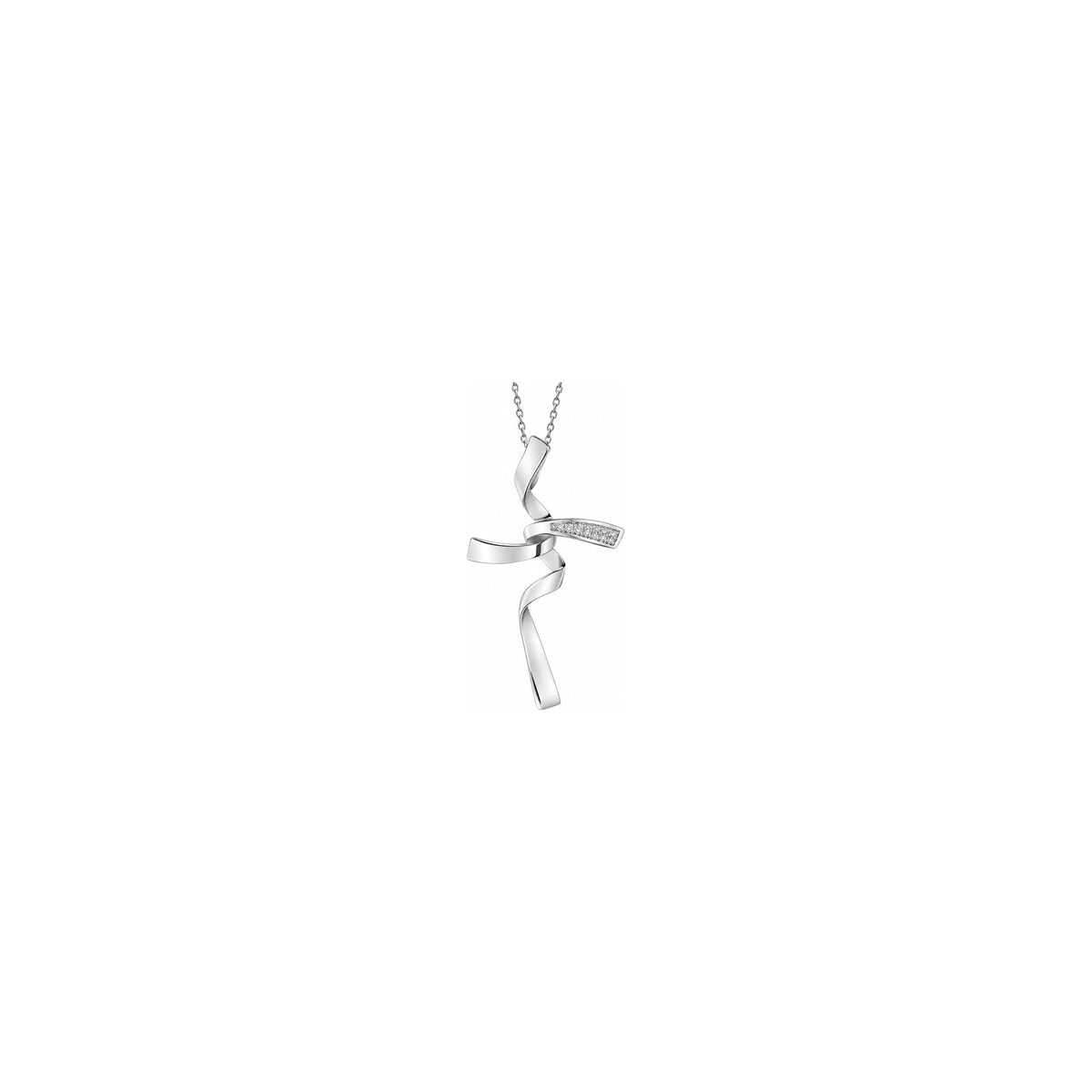 Cruz de mujer estilizada con diamantes naturales en oro blanco de 18kt AuriA