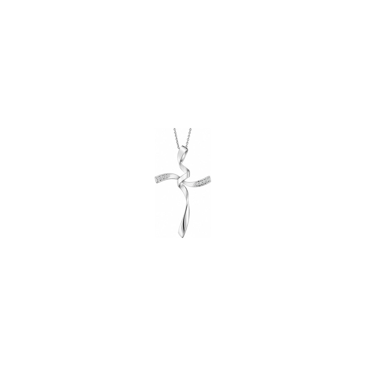 Cruz Mujer Estilizada con Diamantes Naturales Oro Blanco 18kt AuriA