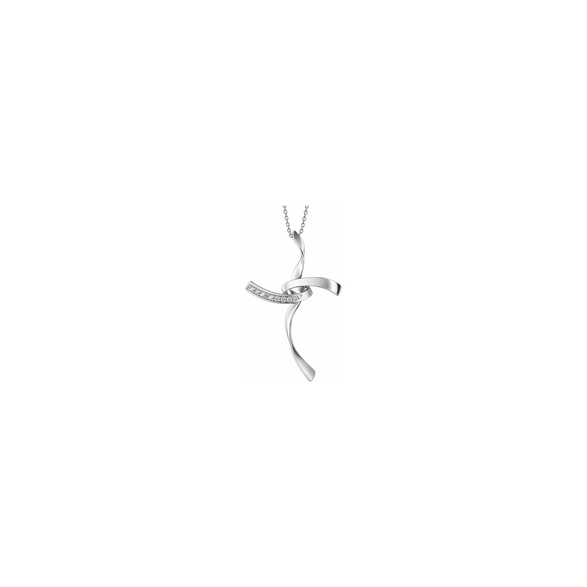 Cruz de mujer estilizada con diamantes naturales en oro blanco de 18kt AuriA