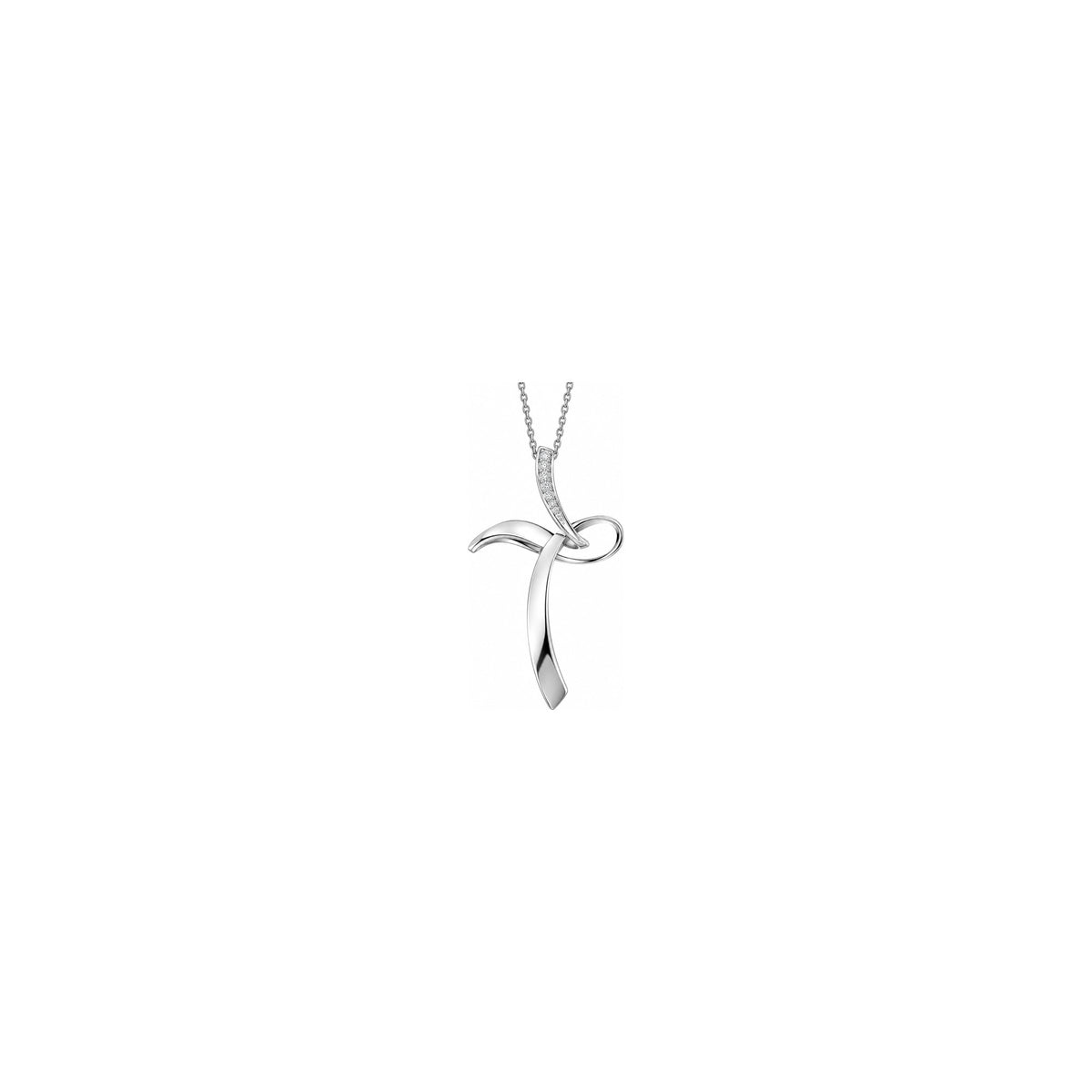 Cruz de Mujer Estilizada con Diamantes Naturales en Oro Blanco de 18kt AuriA