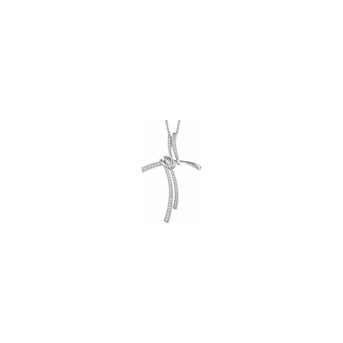 Cruz de mujer estilizada con diamantes naturales en oro blanco de 18kt AuriA