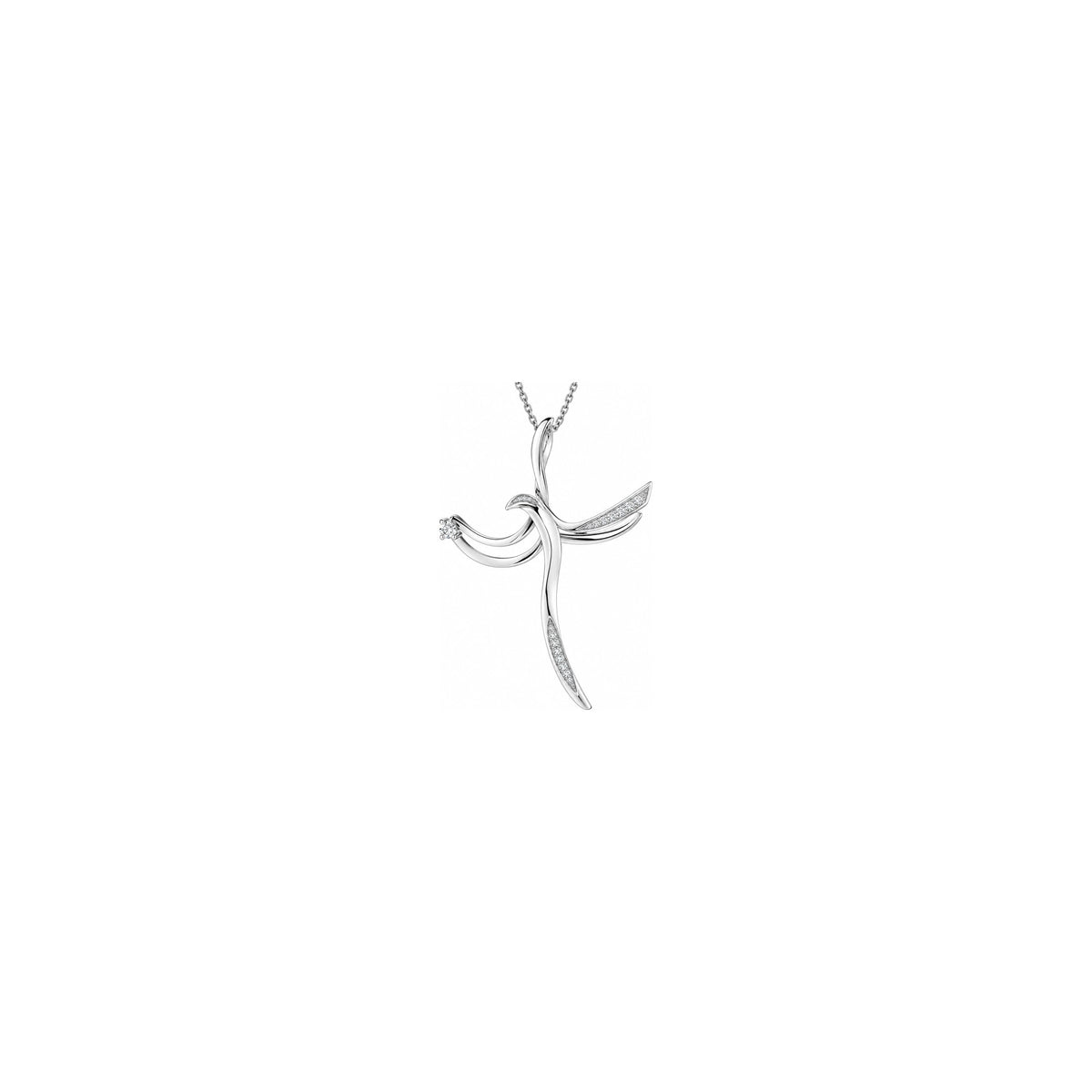 Cruz de Mujer Estilizada con Diamantes Naturales Oro Blanco 18kt AuriA