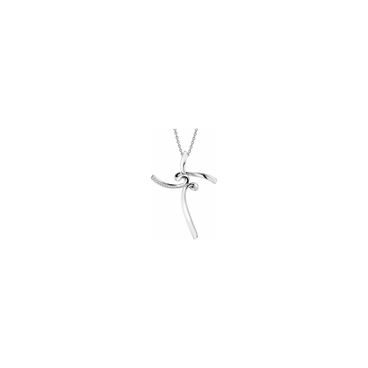 Cruz de mujer estilizada con diamantes naturales en oro blanco de 18kt AuriA