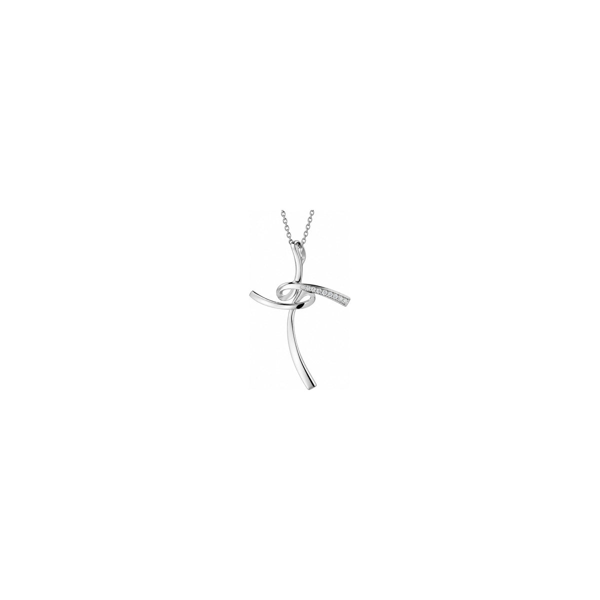 Stylized Women's Cross with Natural Diamonds, 18kt White Gold AuriA