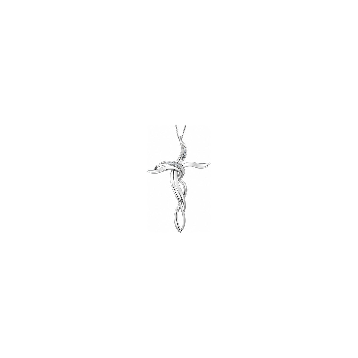 Cruz de Mujer Estilizada con Diamantes Naturales en Oro Blanco de 18kt AuriA