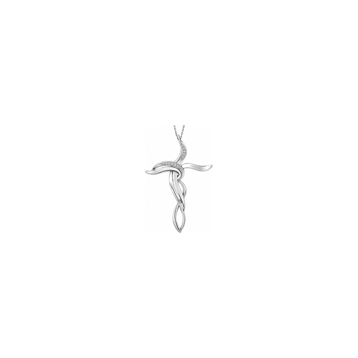 Cruz para mujer estilizada con diamantes naturales en oro blanco de 18kt AuriA