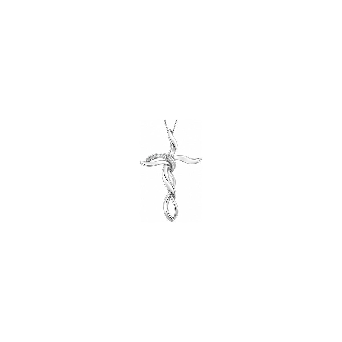 Cruz de Mujer Estilizada con Diamantes Naturales Oro Blanco 18kt AuriA