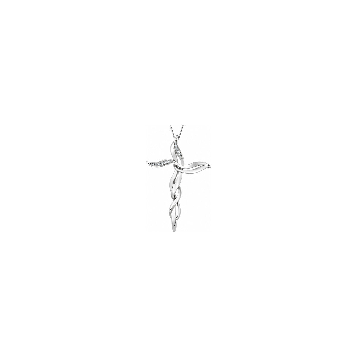 Cruz de mujer estilizada con diamantes naturales en oro blanco de 18kt AuriA