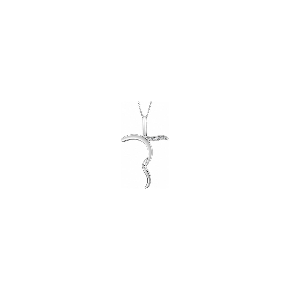 Cruz de Mujer Estilizada con Diamantes Naturales en Oro Blanco de 18kt AuriA