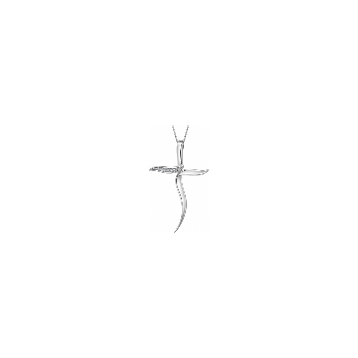 Stylized Women's Cross with Natural Diamonds, 18kt White Gold AuriA