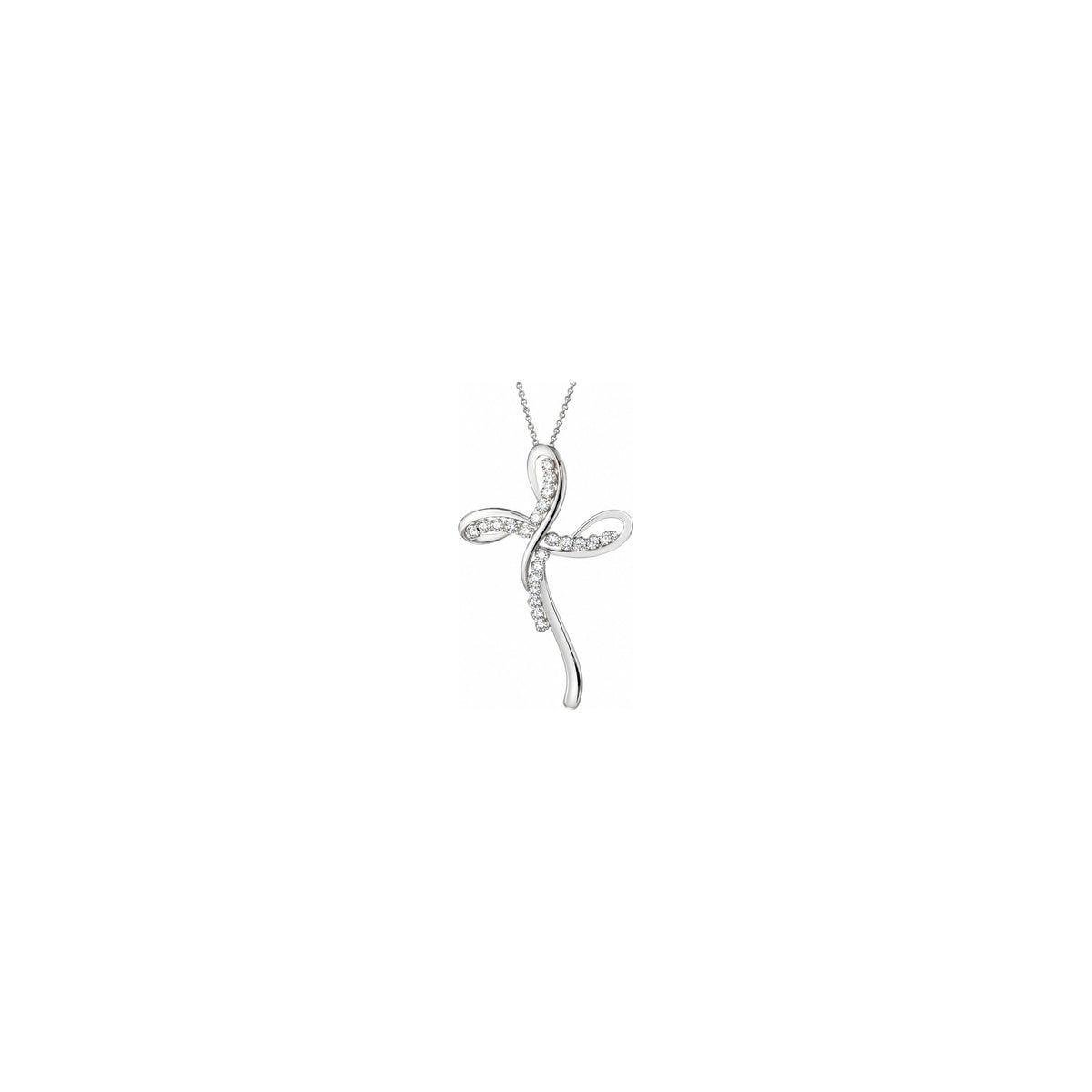Cruz de Mujer Estilizada con Diamantes Naturales Oro Blanco 18kt AuriA